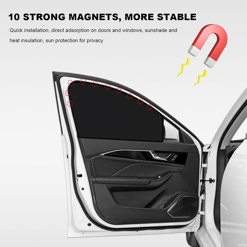 NYTKL 4PCS Car Window Shades, Magnetic Front Window Double Layer Curtain for Privacy & UV Protection, Automotive Light Blocking Sunshades (Titanium Silver, Front+Rear) - Image 3